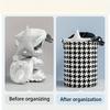 1pc Classic Houndstooth Fabric Storage Basket with Handles, Foldable Multipurpose Laundry Hamper for Toys and Clothes, Home Organization Container