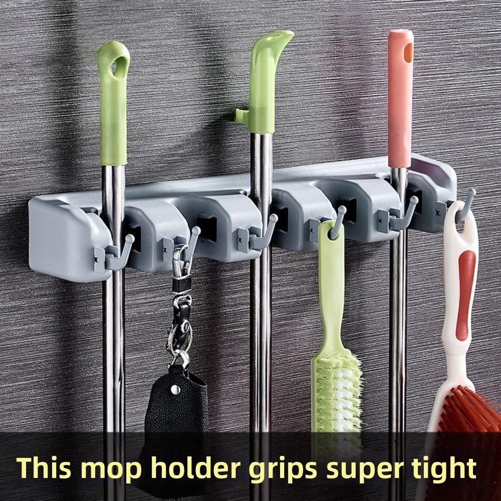 Wall Mounted Mop Holder Plastic Material Bathroom Broom Hanger Mop Fixed Clip  Laundry Room