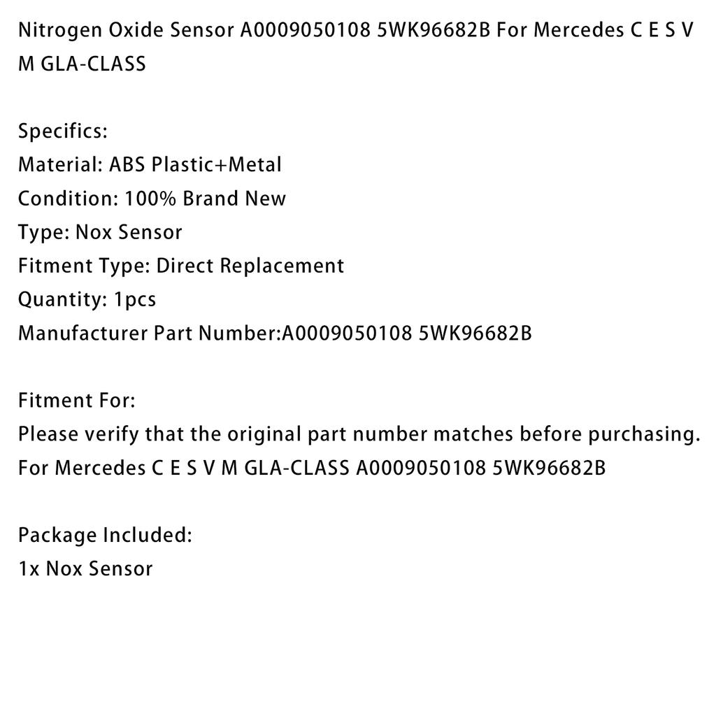 Nitrogen Oxide Sensor A0009050108 5WK96682B For Mercedes C E S V M GLA-CLASS