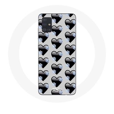 Coque Samsung Galaxy A51 2017 Fond De Coeurs Noirs