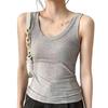 Women Sport Vest O-neck Sleeveless Tank Tops Solid Color Slim Fit Moisture-Wicking Bottoming Tops Streetwear