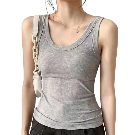 Women Sport Vest O-neck Sleeveless Tank Tops Solid Color Slim Fit Moisture-Wicking Bottoming Tops Streetwear