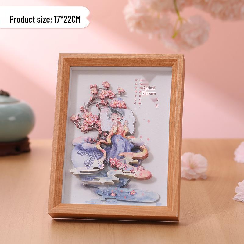 DIY 3D Пион Цветочный Бог Серия Фоторамка Бумажная Резьба Украшение
