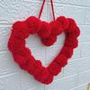 Венок ко Дню святого Валентина, плюшевое помпоновое сердечко, украшение для входной двери, романтическое пушистое любовное сердечко, украшение для свадебного домашнего декора