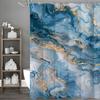 Blue Marbled Flow Art Shower Curtain, Bathroom Decorative Shower Curtain, Waterproof Shower Curtain with Hooks