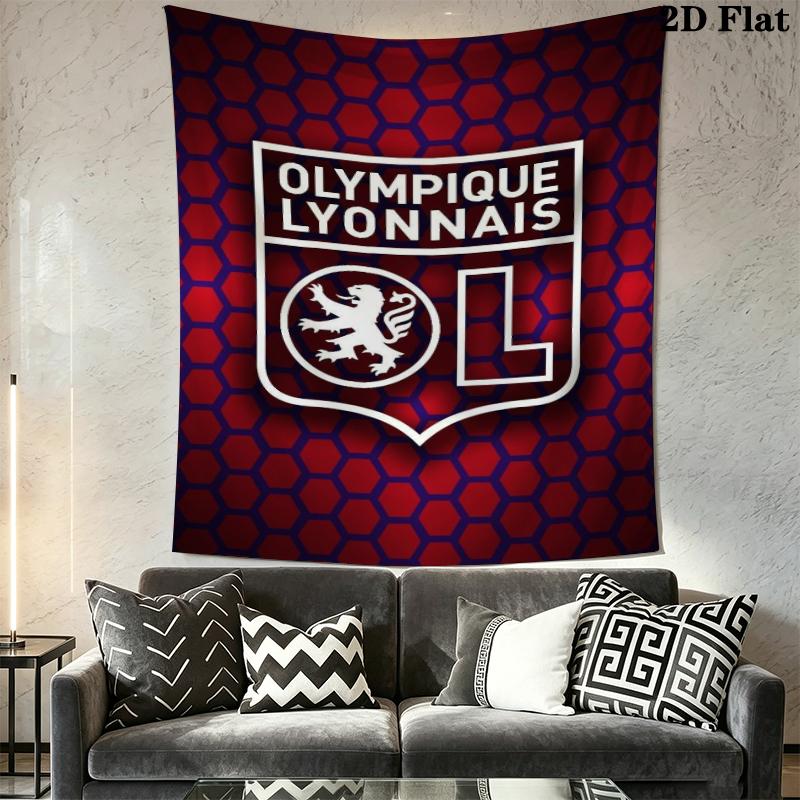 Olympique Lyonnais Wall Tapestry Aesthetic Wall Hanging Printed Fabric Blanket Decorative Tapestries for Bedroom Living Room Home Decor