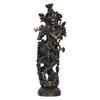 Handcrafted Polyresin Bronze Finish Lord Krishna Idol Playing Flute & Standing On Lotus Flower Statue For Pooja Room, Home, Living Room, Office Decor