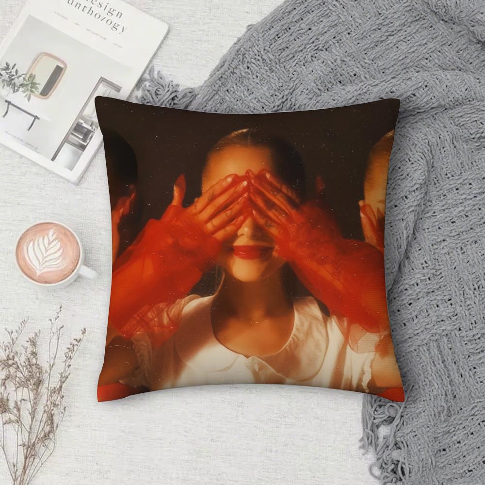 Singer A-Ariana G-Grande Hot Album Pillow Case Square Double-Sided Printing Short Plush Sofa Cushion Cover Bedroom Pillow
