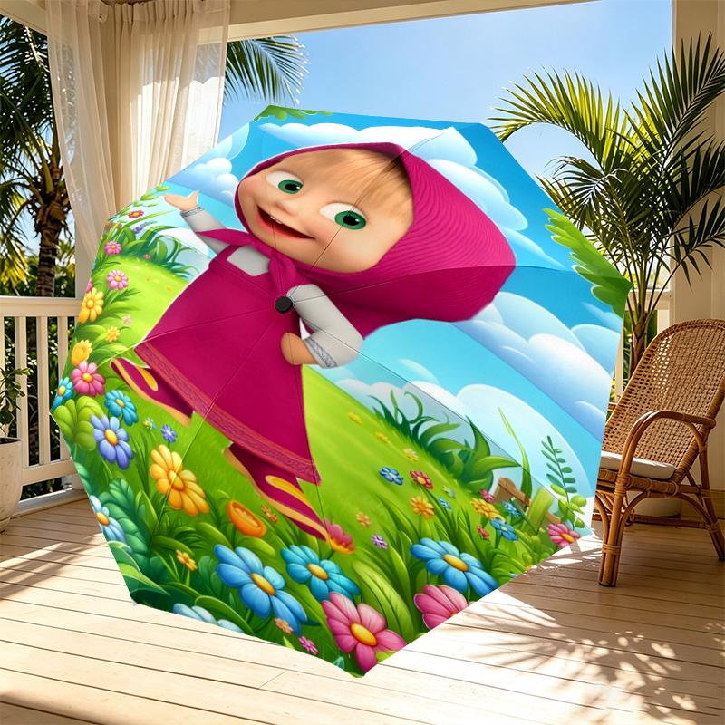 cartoon animation Print Automatic Open Close Umbrella, Portable Foldable Umbrella, for Outdoor Commute Camping Trip, Ideal Birthday Gift