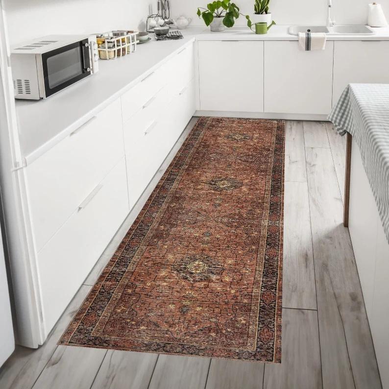 Юго-западный племенной ковер-дорожка Геометрический ромбовидный узор Ковер Теплый оранжевый Бирюзовый Бохо декор Ковры для прихожей