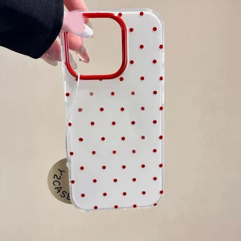 Корейский Ins Полноэкранный Чехол для Телефона Красный в Горошек Для Samsung Galaxy S26 S25 S24 S23 S22 FE Note20 Note10 Edge Plus Ultra Lite 5G