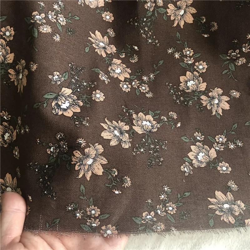 100x140cm Retro Pastoral Cotton/Linen Small Flower Floral Fabrics Soft for Spring Handwork Decor Tablecloth Dress Cushion Craft