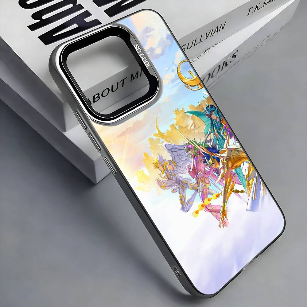 S-Saint S-Seiya Anime Colorful Silver Back Phone Case For IPhone 17 16 15 14 13 12 11 Plus Pro Max Plus