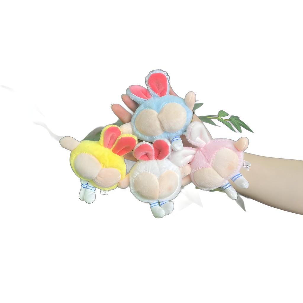 Персиковый Пушистый Плюшевый Брелок в Виде Заячьих Ушек Милый Дизайн Собаки Забавный Аксессуар Для Сумок