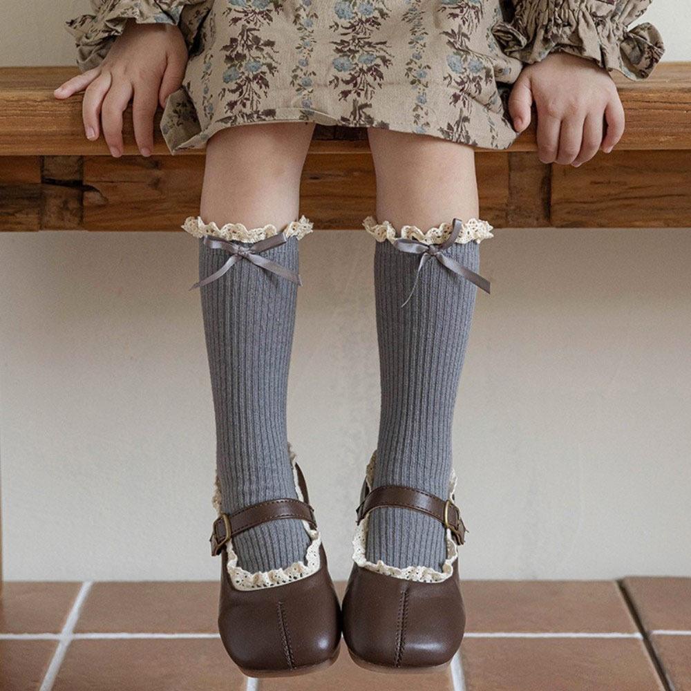 Cotton Bowknot Stockings Bowknot Girl Long Socks Baby Dress Lolita Sock