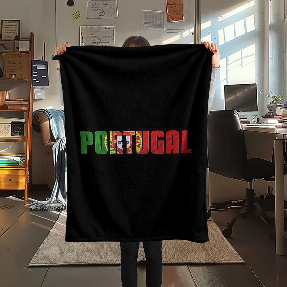1PC Portugal National Football Team Patterned Flannel Blanket Suitable For All Seasons for Home Decor Warmth and Comfort Gifts Holiday Present