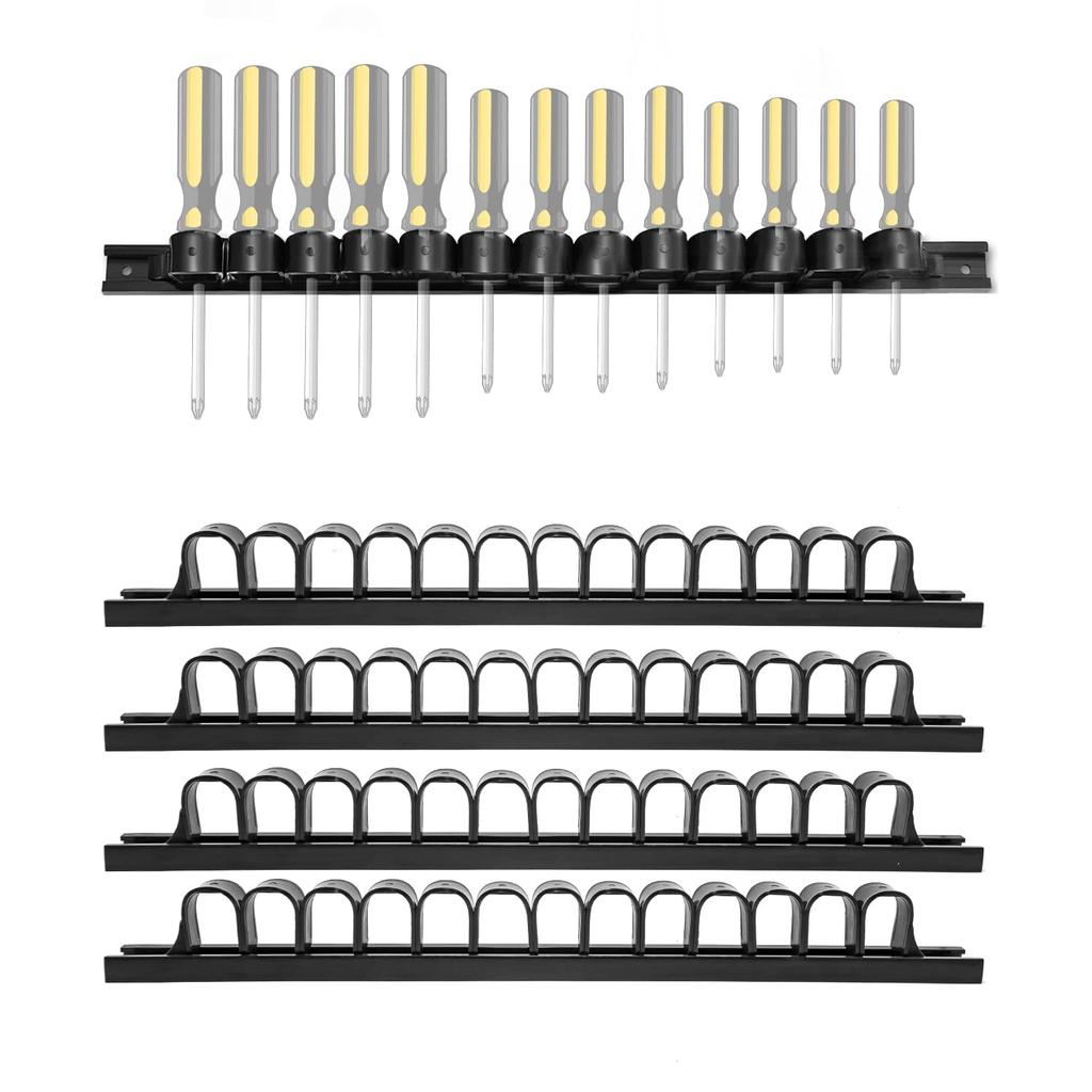 Laofeei Держатель для отверток Держатель для инструментов Держатель для инструментов Плоскогубцы Настенная стойка для хранения в гараже Монтажные винты в комплекте Набор из 4 штук (черный)