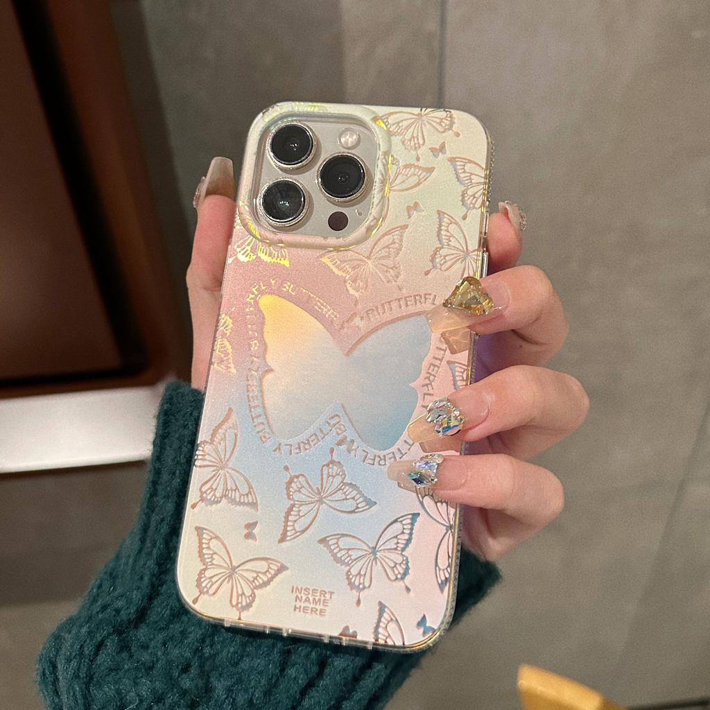 Подходит для чехла на мобильный телефон iPhone 11, матовый, сдержанный, лазерная бабочка, акриловый, продвинутый, женский, противоударный чехол