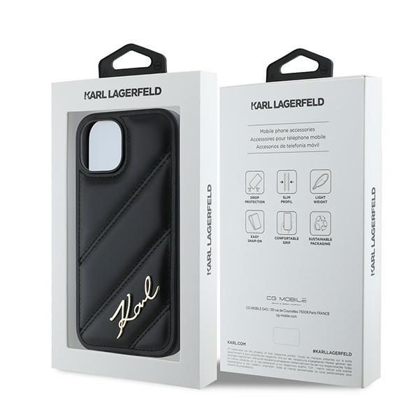 Karl Lagerfeld Klhcp14Spqdsmgk Iphone14 / 15 / 13 6.1 Czarny/Black Hardcase Diagonal Quilted Script