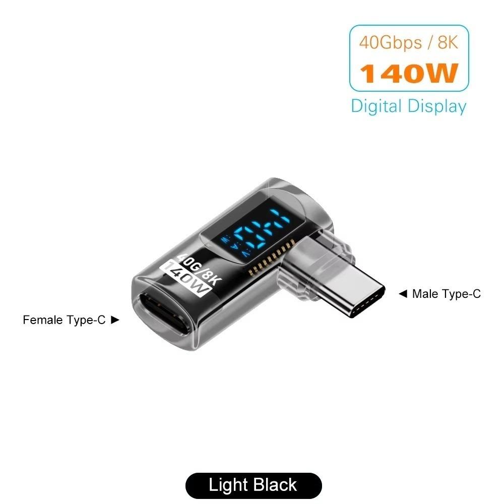 90 Degree USB-C Adapter Right Angle LED Display Type C Adapter Digital Display 40Gbps USB4 Type C Adapter Rapid Charging
