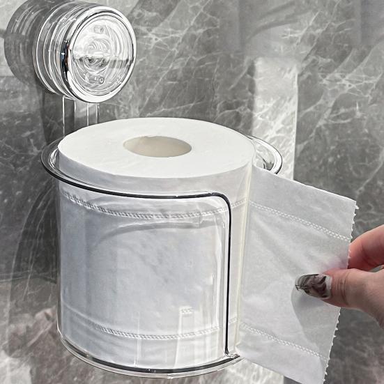 Tissue Box Wall-Mounted Roll Paper Holder with Vacuum Suction Cup Easy Installation Tissue Organizer for