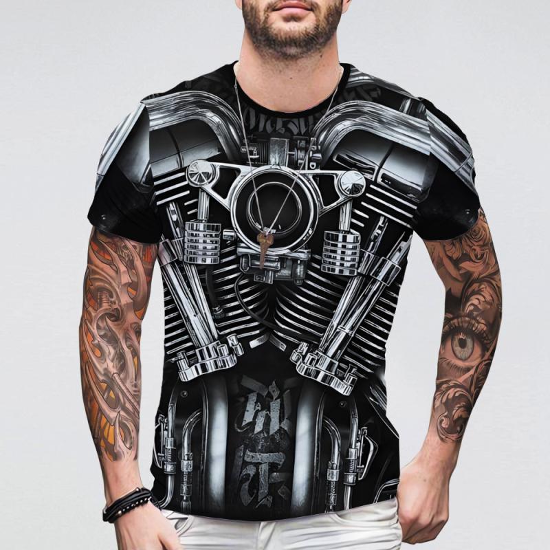 Джинсовая куртка с 3D-принтом, футболки для мужчин, свободная одежда с коротким рукавом, кожаная печать, круглый вырез, винтажная летняя байкерская куртка