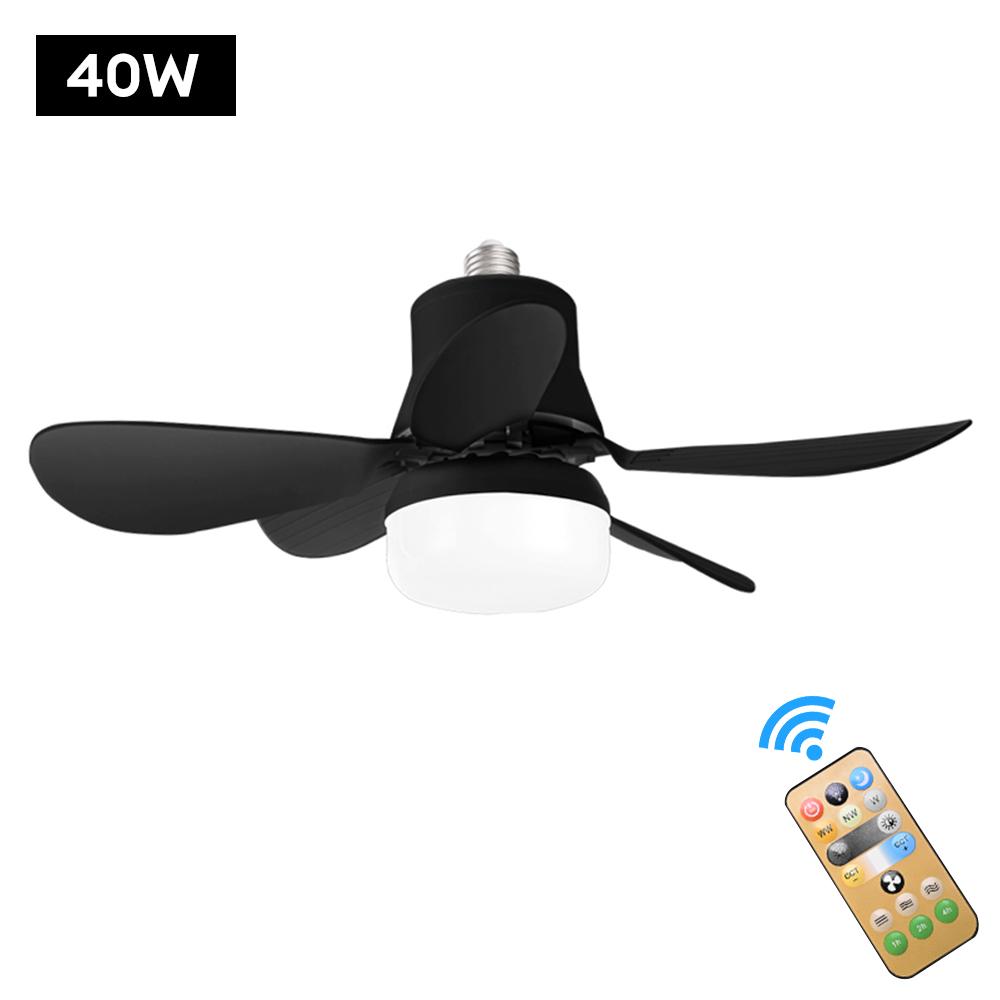 40W Ceiling Fan Light with Remote Control+LED Lamp for Dimming E27 Base SmartElectric Fans Lighting for Bedroom Living Room