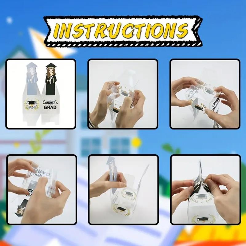 10Pcs Pvc Gift Box Bachelors Uniform Favors Clear Graduation Gift Box Decoration Box Gift Box For Graduation Party