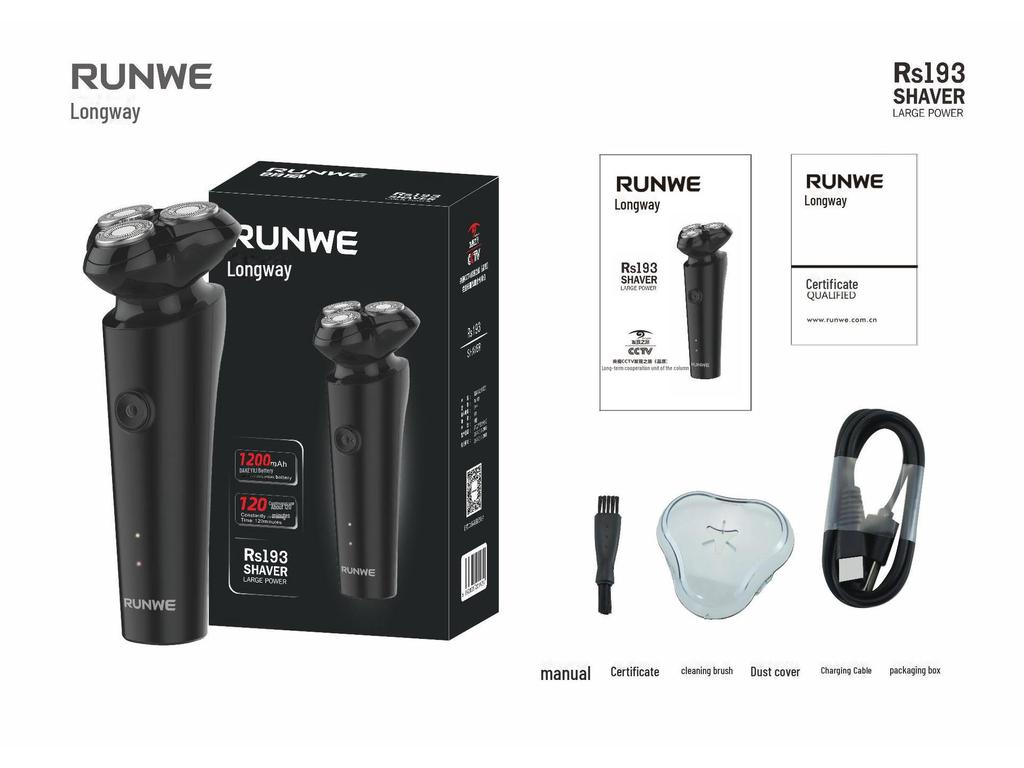 Longway Мужская портативная перезаряжаемая электрическая бритва для бороды 193 рупии