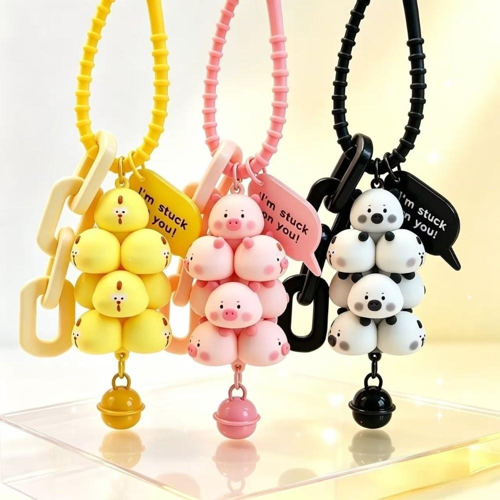Stacked Keychain Pendants Pig Tower Cartoon Animal Keychain Bag Hanging Pig Keychains Bag charm