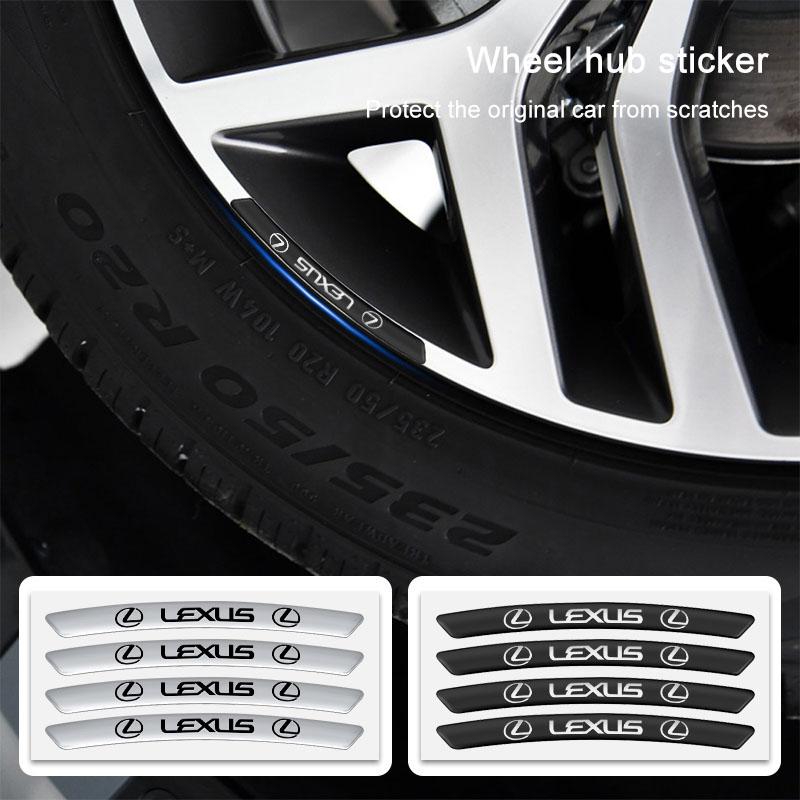 4pcs Aluminum Car Styling Wheel Rims Racing Stickers Badge Decor For Lexus LS LC RZ IS350 ES300 GS350 CT200h GX460 LX570 RX500h