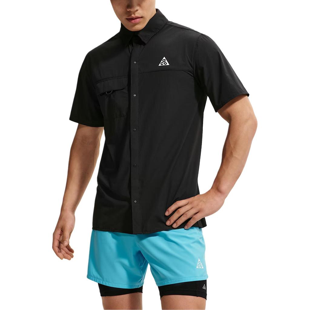 Nike ACG Aireez Защита от солнца Быстросохнущая Куртка с коротким рукавом на пуговицах Для трейлраннинга Мужские куртки IQ4919-010