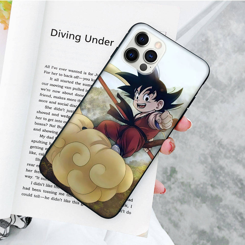 Мягкий черный чехол JW83 Dragon Ball Goku для iPhone 16 15 Plus 14 13 Pro 8 SE XR XS Max P30 Nova 5T Y5P Y6 Y7 Y8P Y9 Realme C30 C33 C31 VIVO Y36 V27