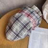 Women Grid Summer Beret Hat Short Brim Cotton Blend Material Sun Sunlight Block