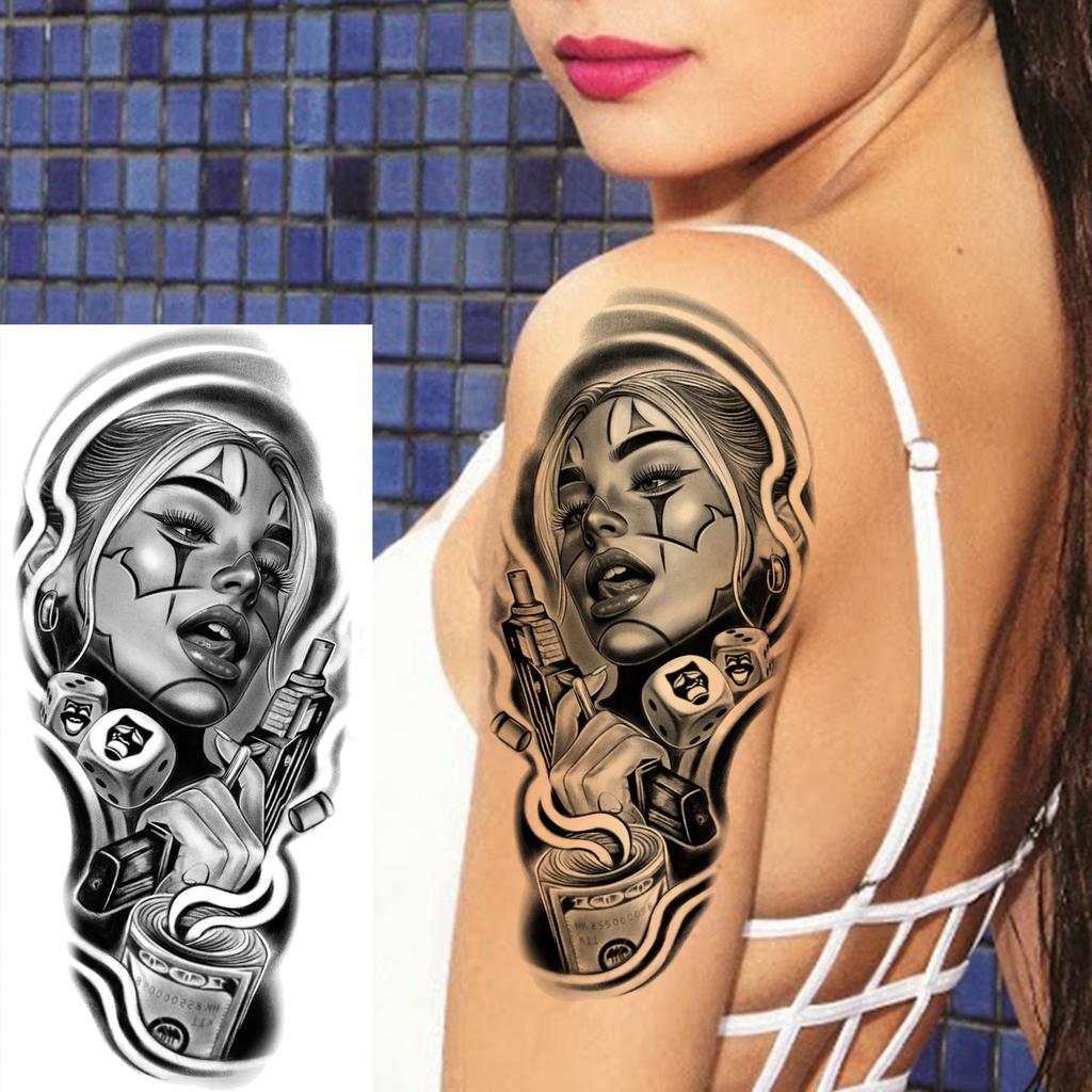 1 Sheet Full Arm Robber Gangster Temporary Tattoos For Men Women Waterproof Tatoo Sleeve Realistic Bad Guy Fake Tattoos Sticker