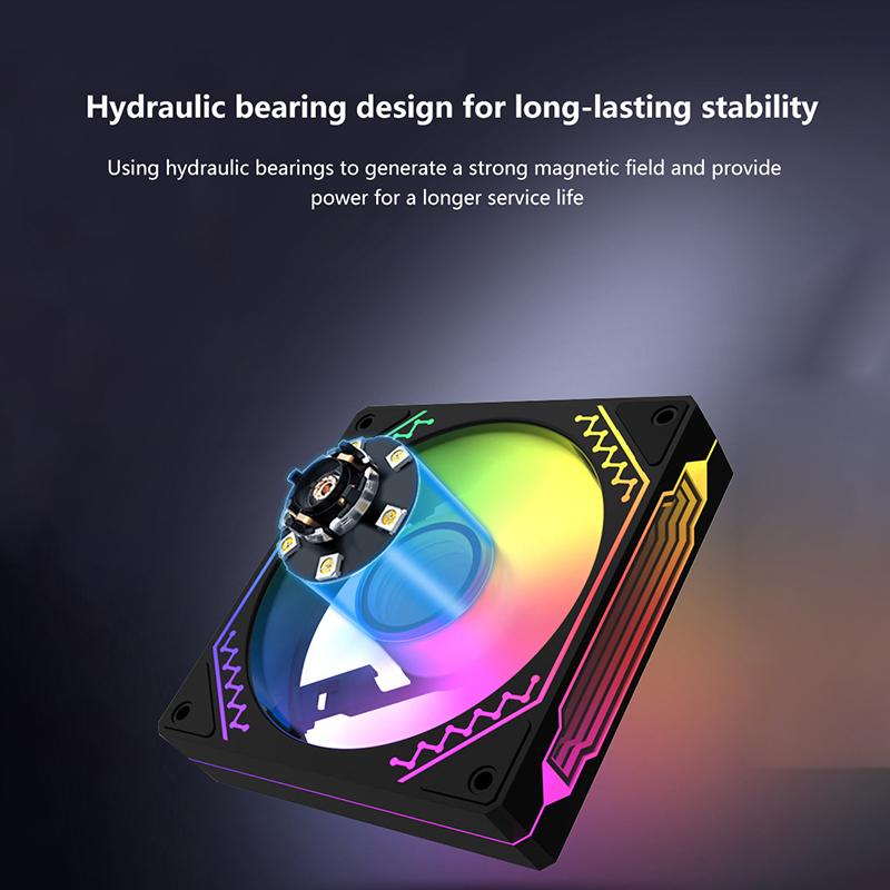 12Cm Argb Computer Case Mute Fans Pc Tower Silent Air Cooler Pwm 4Pin High Speed 1600 Pwm Dc12V Mirror Effect Cooling System