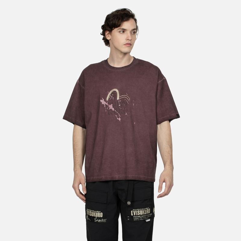 Evisu Мужская широкая футболка с металлическим принтом логотипа и букв Aw23 Топы 2EAGNM3TS5285BZCT