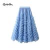 Women's Tulle Tiered Skirt  Extra Full Flared Maxi Skirt with 3-Layer Design QT2799