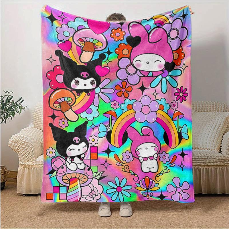 1pc My Melody Kuromi and Friends Themed Blanket, Cute Design for Room Decor, Soft Throw Blanket Perfect as Birthday Gift or Housewarming Present, Suit