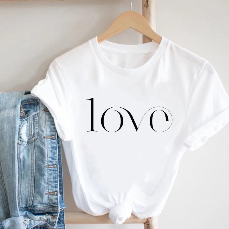 (Азиатский размер) любовь тренд стиль Женский Топ Женская Футболка с Принтом Одежда Повседневная Футболка Модная Графическая Футболка с Коротким Рукавом