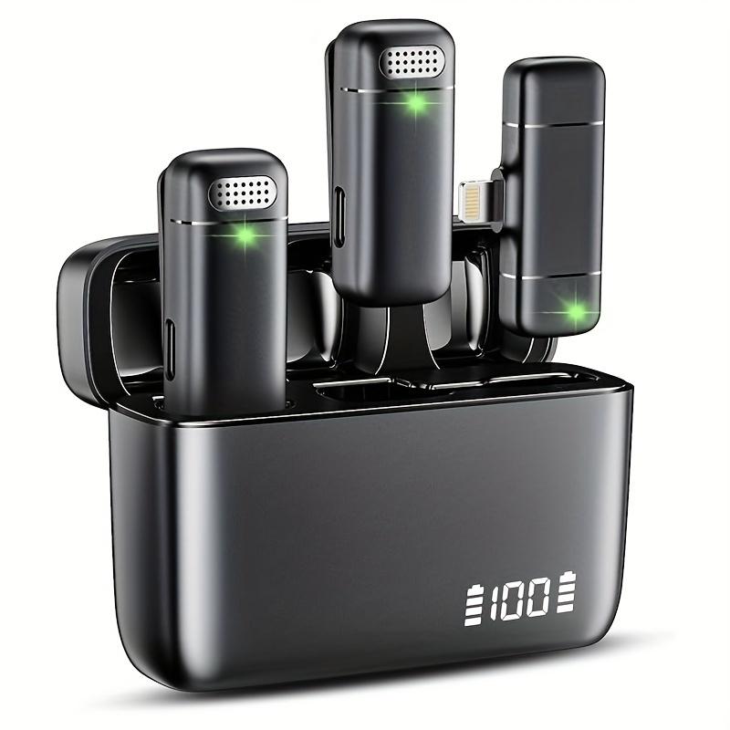 Беспроводной микрофон для iPhone - с зарядным чехлом на 500 мАч и 30 часами работы в режиме воспроизведения, 2 шт., миниатюрный петличный микрофон с клипсой, маленький микрофон для записи видео