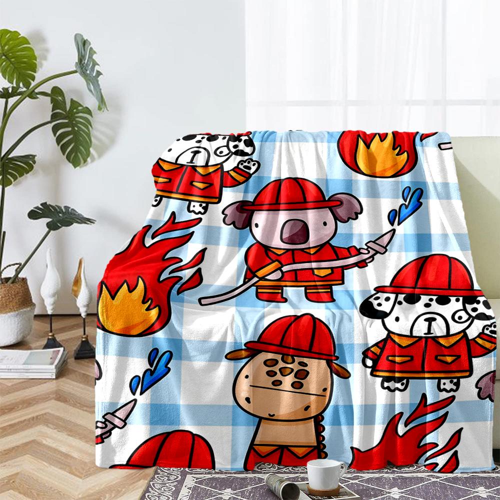 firefighters Theme Printed Blanket - Perfect for Couch, Bed, Travel & Outdoor Use | Machine Washable, Cozy & Durable.