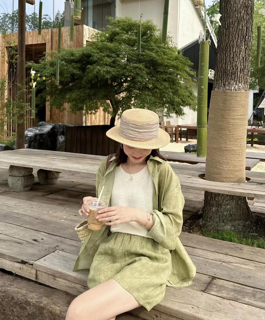 2024 Summer Tencel Ramie Sunscreen Light Suit: Cool, Skin-Friendly, Breathable Shirt & Shorts