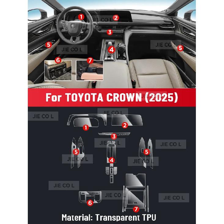 Для TOYOTA CROWN 2025 Антицарапающая Защитная пленка из ТПУ для центральной консоли, медиа-панели, навигации автомобиля