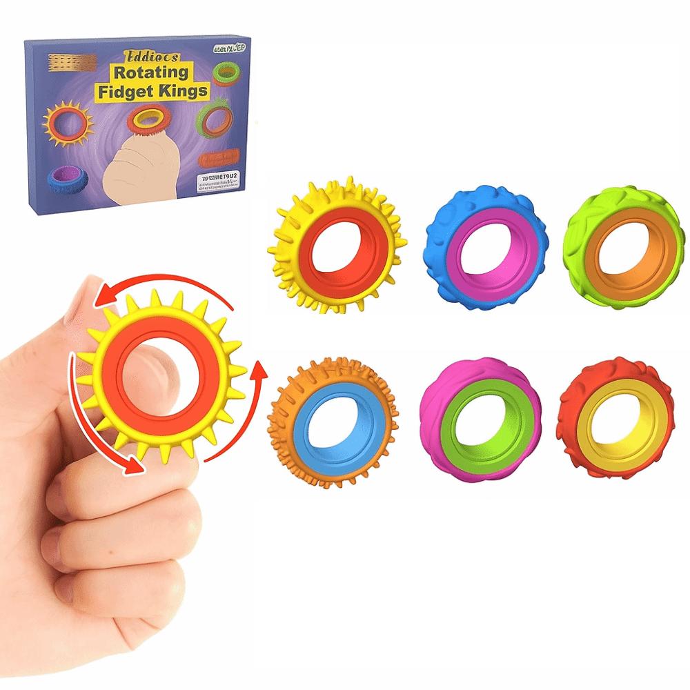 6/12Pcs Relieve Anxiety Fidget Toys Stretchy Finger Spinner Rings Sensory Rings  Kids with Autism