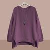 Autumn Winter Round Neck Solid Color Irregular Sweatshirt Women Long Sleeve Loose Casual All-match Pullover Top