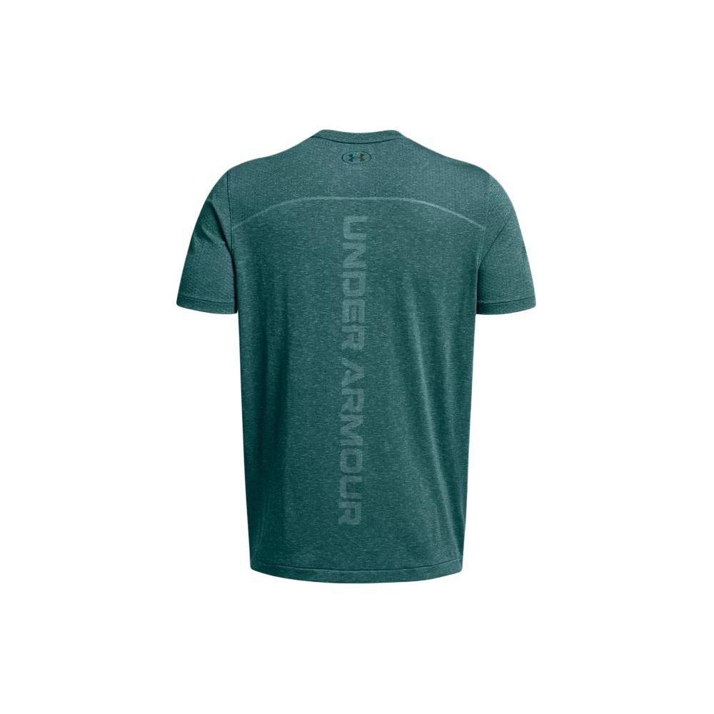 Under Armour Letter Logo Print Crew Neck Short Sleeve T-Shirt Men Tops Ocean-Green 1382799-449