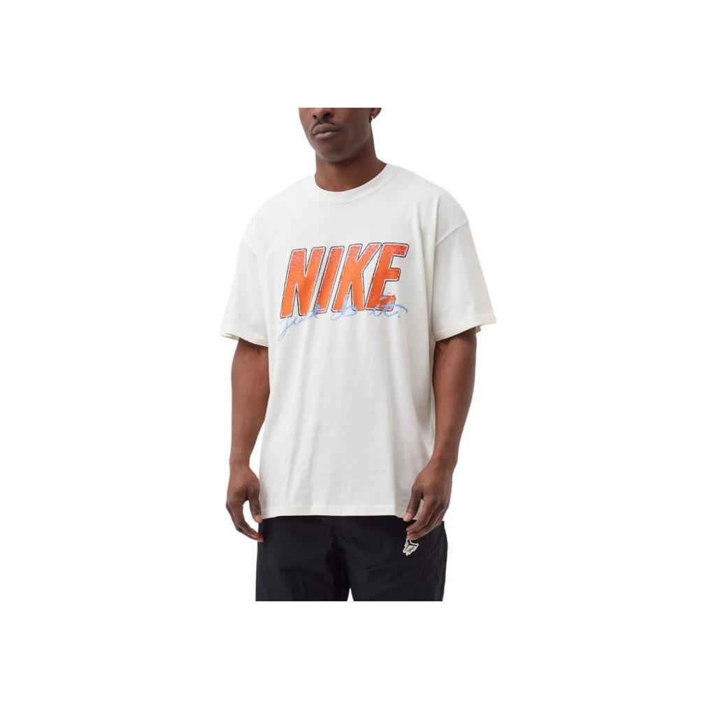 Nike Прямая футболка с круглым вырезом и буквенным принтом, мужские топы, белые DO6368-133