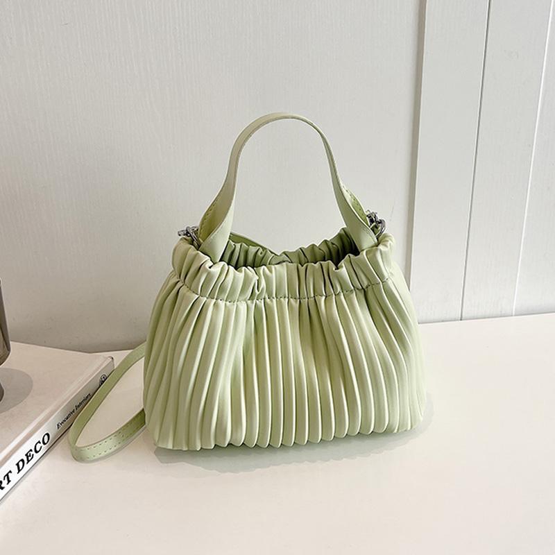 Chic Pleated Handbag for Women Spring New Casual Simple Crossbody Bag Large Capacity Soft PU Single Shoulder Bag