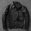 Весенняя мужская кожаная куртка первого слоя из телячьей кожи с короткими лацканами, джинсовая кожаная куртка Locomotiv